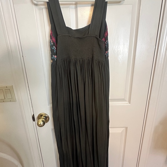 NATURAL LIFE Gray Maxi Dress with Colorful Embroidery - Picture 2 of 4